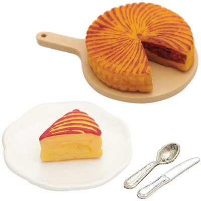 Miniatuur taart met bord en bestek - Rico 500398
