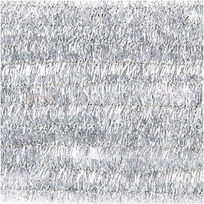 Chenille 9 mm - 50 cm glitter zilver 10 stuks 