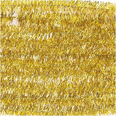 Chenille 9 mm - 50 cm glitter goud 10 stuks 