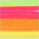 Chenille 9 mm - 50 cm Neon roze, groen, oranje, geel (10 stuks)
