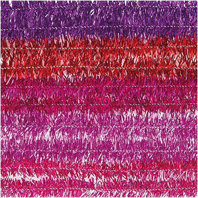 Chenille 9 mm - 50 cm glitter rood roze paars mix 10 stuks 