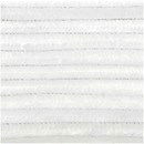 Chenille 9 mm - 50 cm glitter wit (10 stuks)