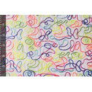 Velvet Stof Wit met Multicolor Veter (per 50 cm)