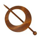 Sluiting met speld maan 80 mm -  bruin hout