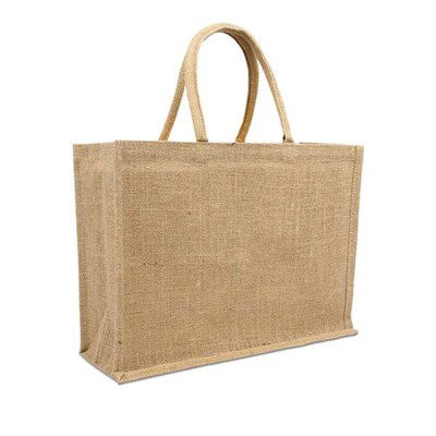 Tas jute 45 cm breed, 40 cm hoog met hengsel