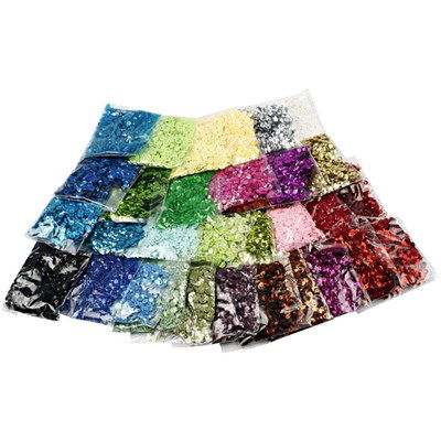 Pailletten 6 mm - assortiment 32 kleuren 25 gram 