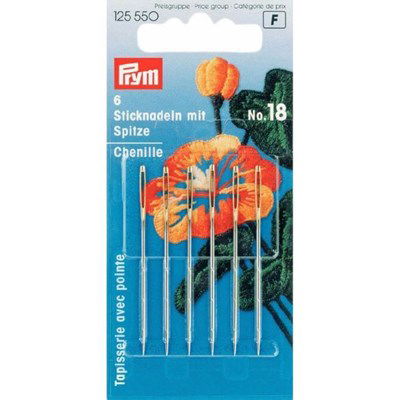 Naald 12,5x50 breed oog zonder punt zilver - PRYM 12550 6 stuks 