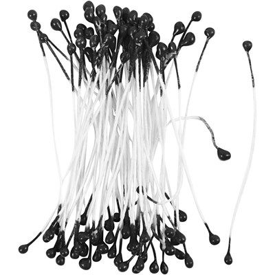 Meeldraden zwart met witte steel 1 mm ca 144 stuks 