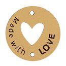 Leren Label rond - Made With Love 01 Naturel 35 mm (2 stuks)