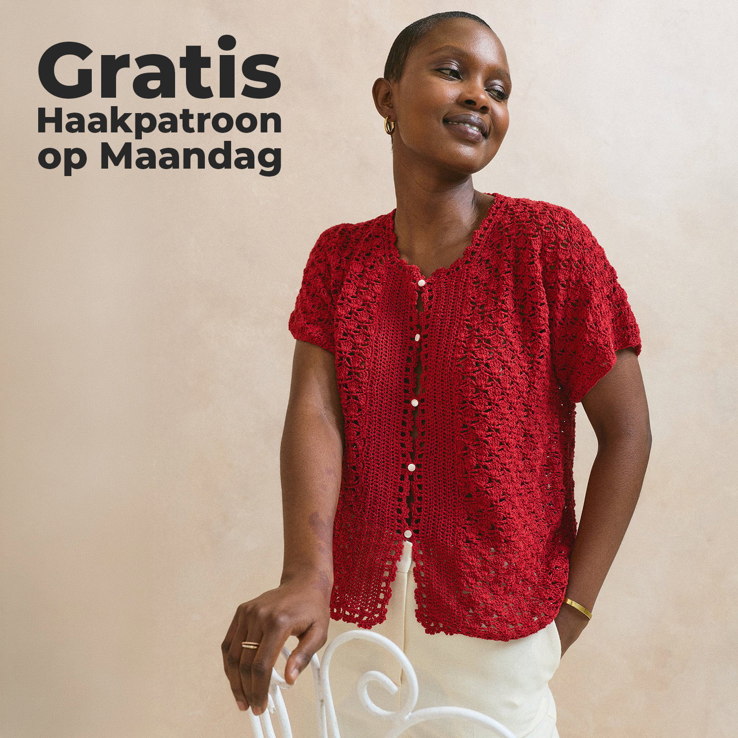 Gratis Haakpatroon damesvest met geschulpte rand