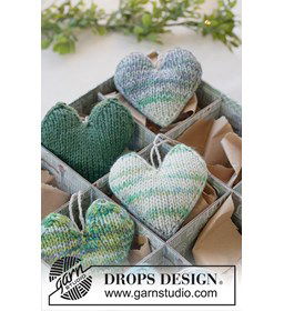 Winter Pine Hearts gemaakt van DROPS Fiesta