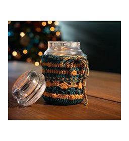 Windlichthouder gemaakt van Lang Yarns Quattro, Quattro Lame en Quattro color