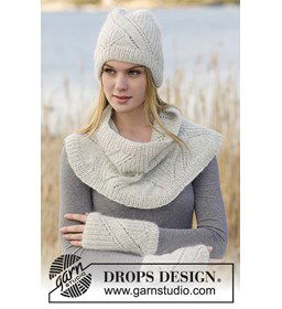 Muts, halswarmer en polswarmers gemaakt van Drops Alpaca