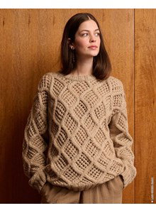 Breipatroon dametrui in golvend ruitjespatroon gemaakt van Lana Grossa Cool Merino Big