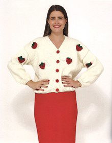 Damesvest met aardbeipatroon