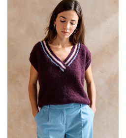 Spencer met gestreepte V-hals gemaakt van Phildar Phil Coton 3