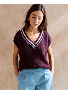 Spencer met gestreepte V-hals