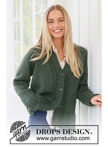 Damesvest met kabelpatroon langs voorpand en halslijn