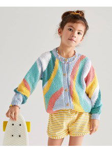 Kindervest in boogvormige gekleurde banen