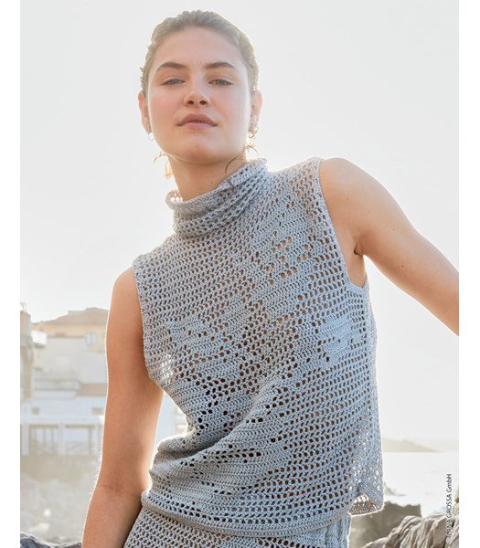 Haakpatroon zomerse top met gerimpelde col