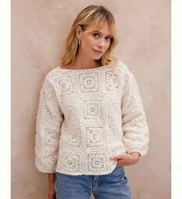 Geblokte damestrui gemaakt van Phildar Phil Caresse