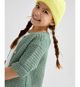 Kindervest met dubbelgeslagen mouwboorden gemaakt van Phildar Phil Artisane