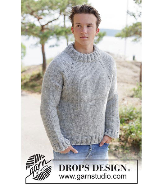 Breipatroon warme heren raglan trui van dikke wol en alpaca