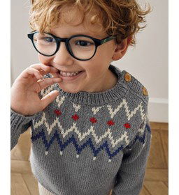 Kindertrui met knoopsluiting op de schouders gemaakt van Phildar Phil Partner 3,5