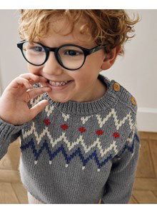 Kindertrui met knoopsluiting op de schouders