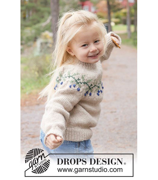 Breipatroon Gebreide kindertrui met ronde pas en bessenpatroon