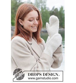 Gebreide wanten in gerstekorrel met alpaca gemaakt van Breinaalden zonder knop