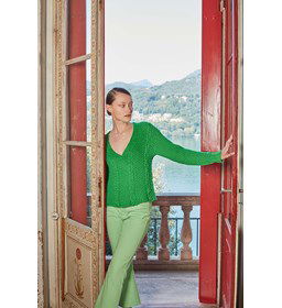 Damestrui met kabels gemaakt van Lang Yarns Wooladdicts Happiness