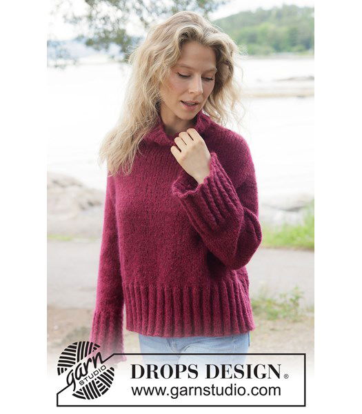 Breipatroon Gebreide oversized trui met col in zachte alpaca