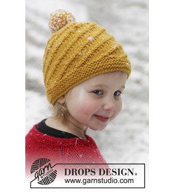 Muts met spiraalpatroon gemaakt van Drops Alaska