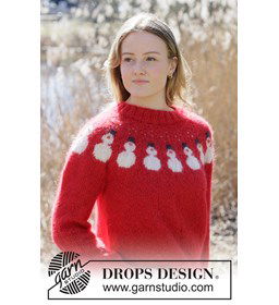 Zachte kersttrui met sneeuwman in alpaca & mohair gemaakt van Breinaalden zonder knop