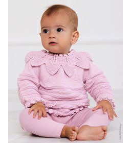 Kindertrui met blaadjes kraag gemaakt van knopen