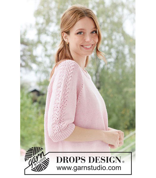 Breipatroon zomerse damestrui met kanten golfpatroon op de mouwen