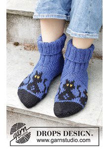 Sloffen met kattenpatroon