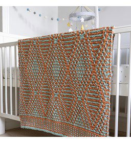 Babydeken met ruitmotief gemaakt van Phildar Phil Partner 6