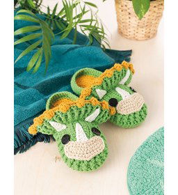 Dino pantoffels gemaakt van Scheepjes Colour Crafter