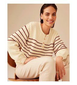 Damestrui met streeppatroon gemaakt van Phildar Phil merinos 3,5