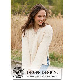 Damestrui met V-hals en split gemaakt van Drops Big Merino