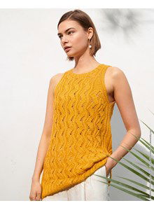 Damestop zonder mouwen in verticaal zigzagpatroon