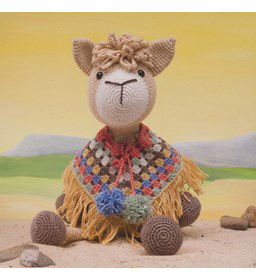 Alpaca knuffel met poncho gemaakt van Scheepjes Catona 25 en 10 gram