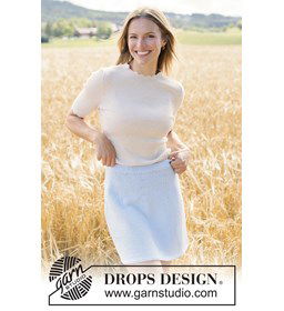 Top-down gebreide rok in lichte katoenmix gemaakt van Drops Cotton Light