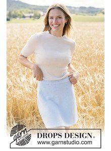 Top-down gebreide rok in lichte katoenmix