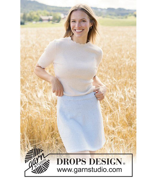 Breipatroon Top-down gebreide rok in lichte katoenmix