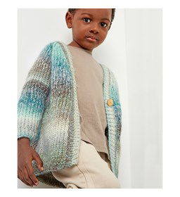 Lang kindervest met V-hals gemaakt van Phildar Phil Mikado