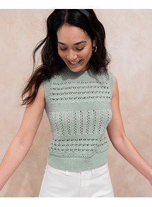 mouwlooze damestrui Leandre in ajourpatroon