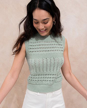 mouwlooze damestrui Leandre in ajourpatroon